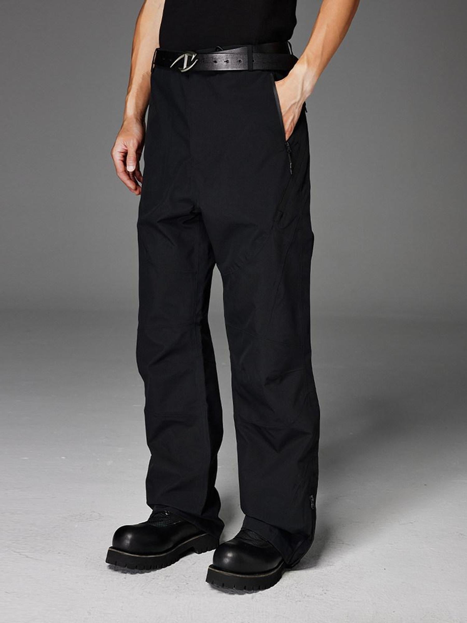 CATSSTAC Pleated Button Fly Straight Leg Casual Black Everyday Youth Shell Pants