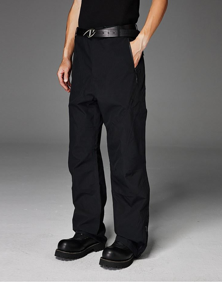 CATSSTAC Pleated Button Fly Straight Leg Casual Black Everyday Youth Shell Pants