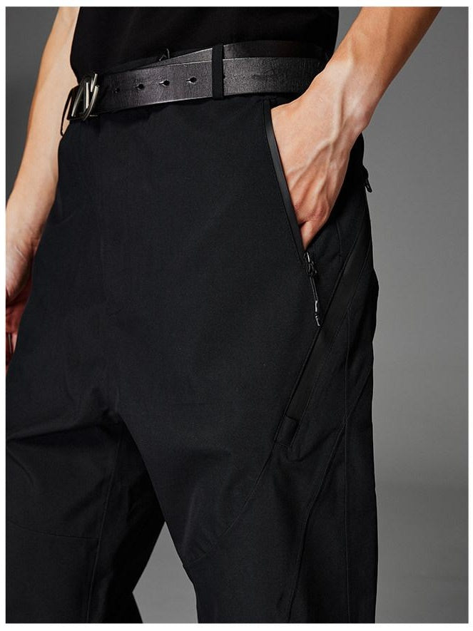 CATSSTAC Pleated Button Fly Straight Leg Casual Black Everyday Youth Shell Pants