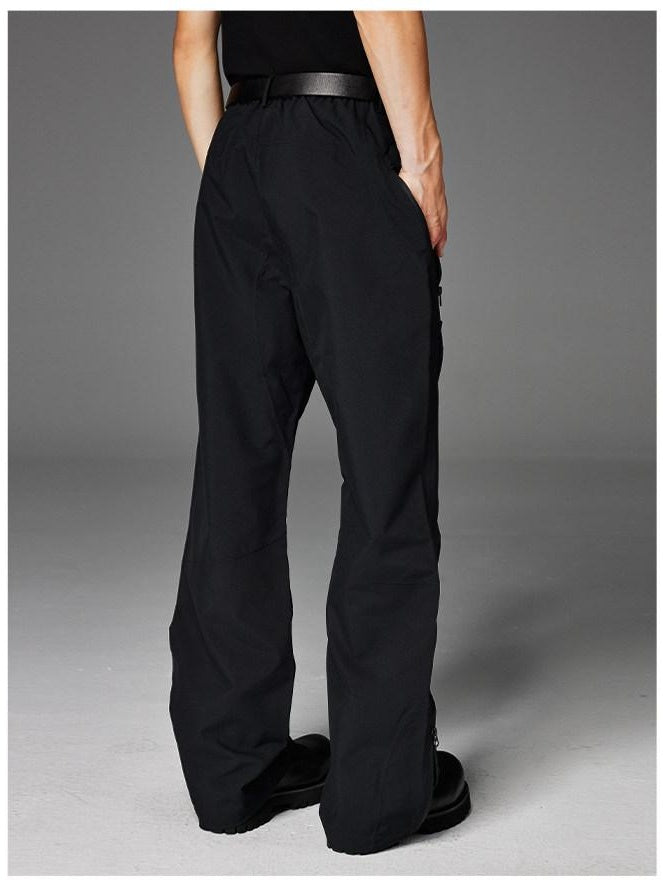 CATSSTAC Pleated Button Fly Straight Leg Casual Black Everyday Youth Shell Pants