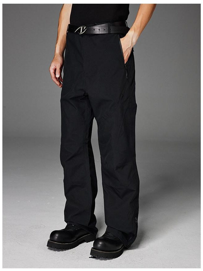 CATSSTAC Pleated Button Fly Straight Leg Casual Black Everyday Youth Shell Pants