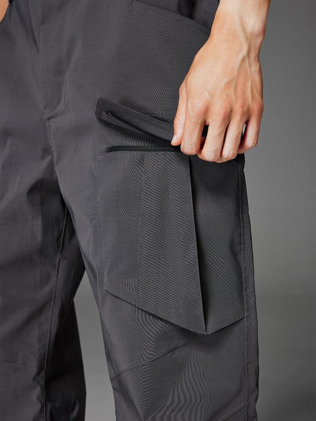 CATSSTAC Pleated Straight Leg Casual Daily Youth Button Fly Black Gray Shell Pants