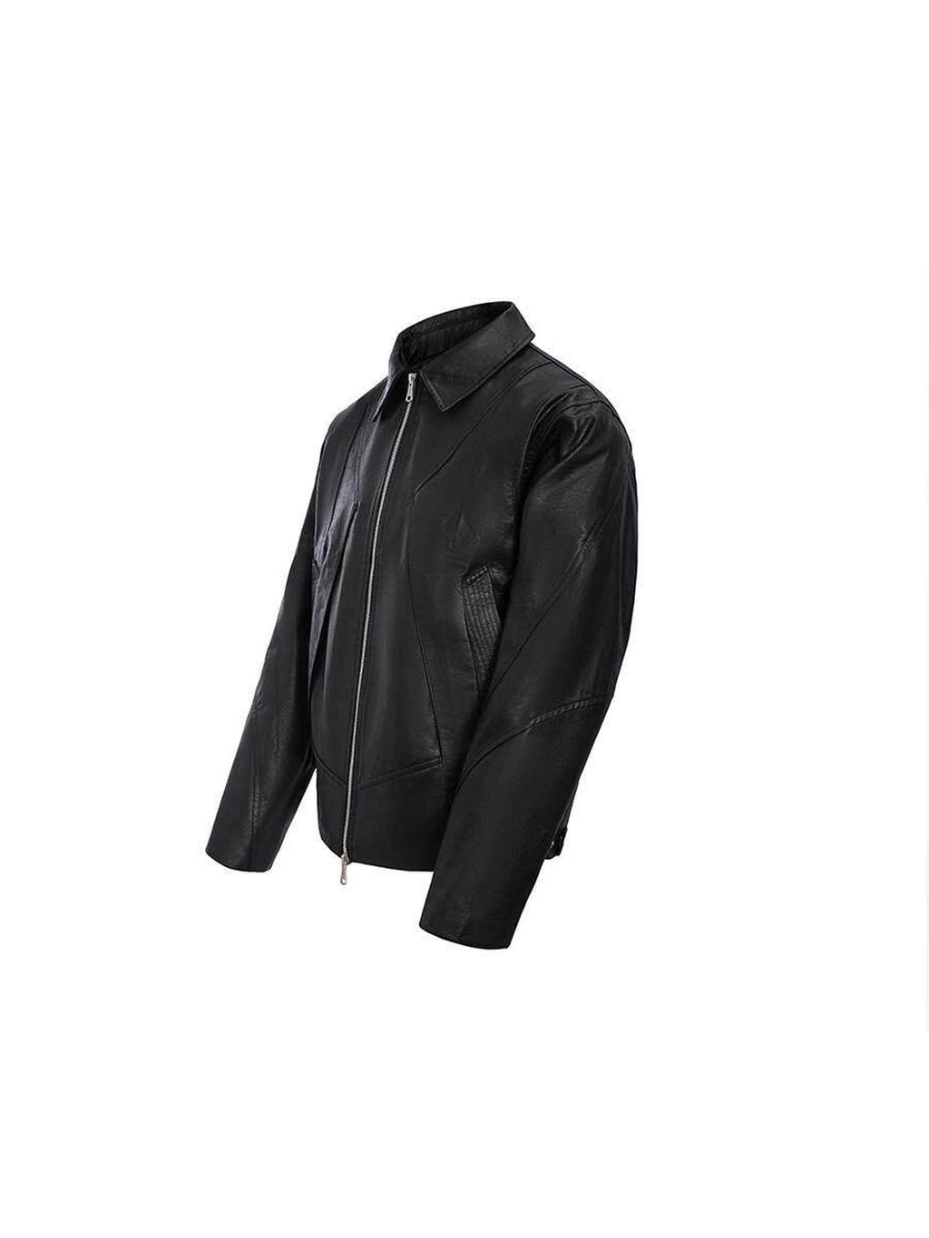 CATSSTAC Premium Black Oversized Lapel Long Sleeve Youth Trendy Street Leather Jackets