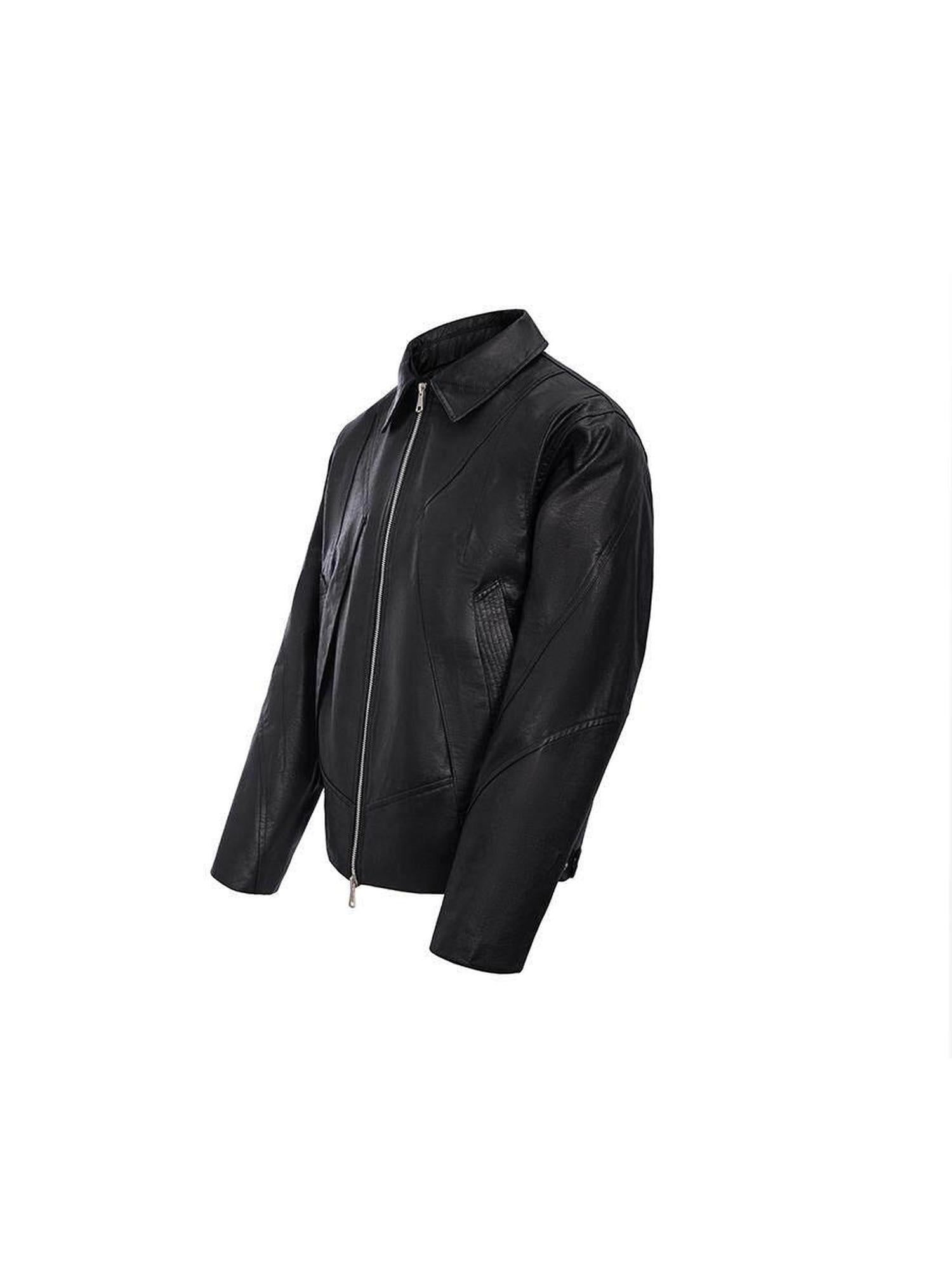 CATSSTAC Premium Black Oversized Lapel Long Sleeve Youth Trendy Street Leather Jackets