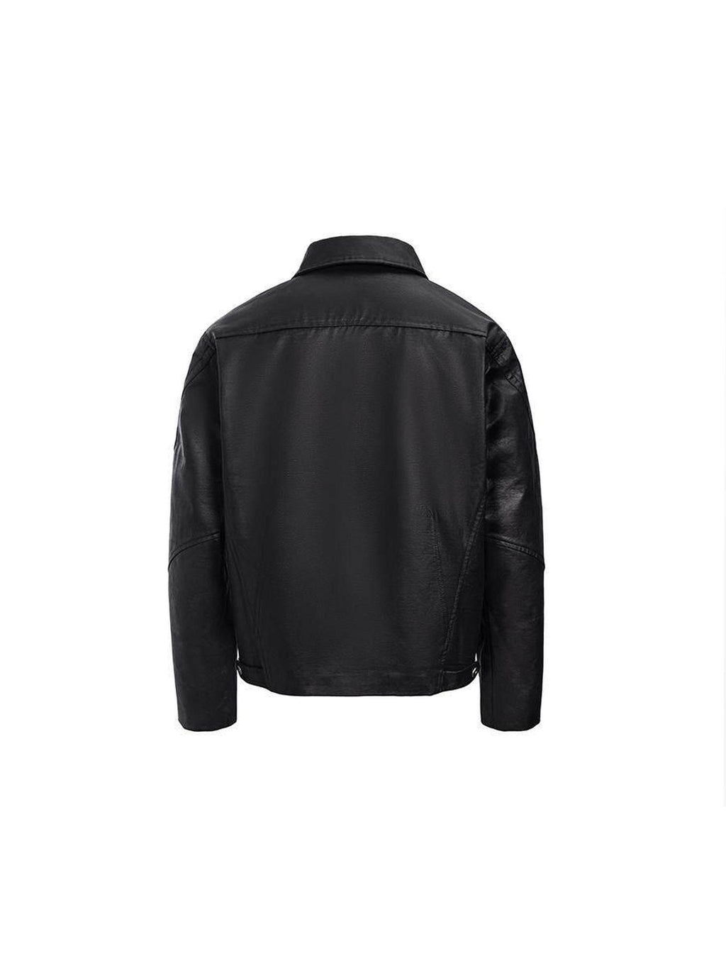 CATSSTAC Premium Black Oversized Lapel Long Sleeve Youth Trendy Street Leather Jackets