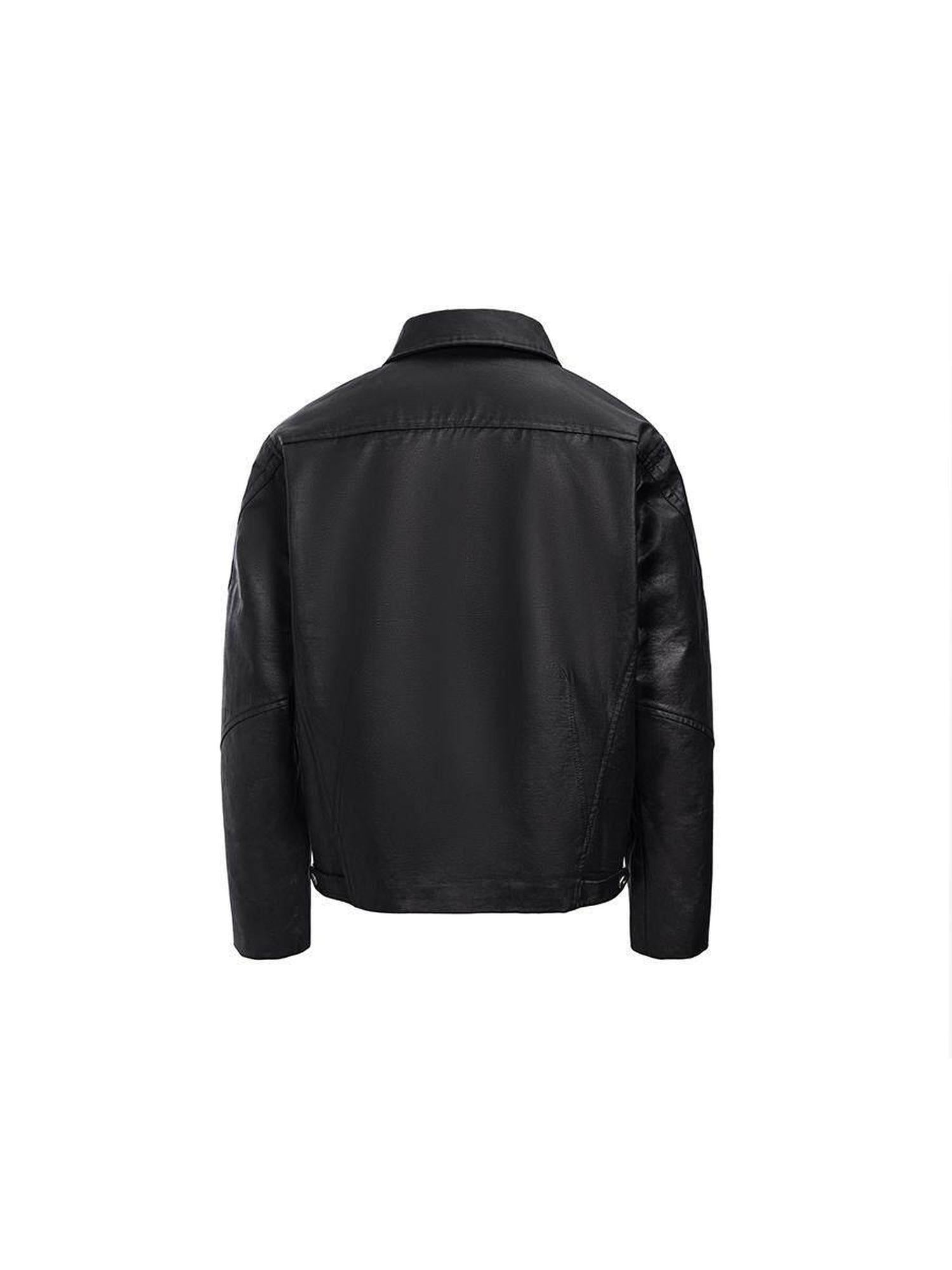 CATSSTAC Premium Black Oversized Lapel Long Sleeve Youth Trendy Street Leather Jackets