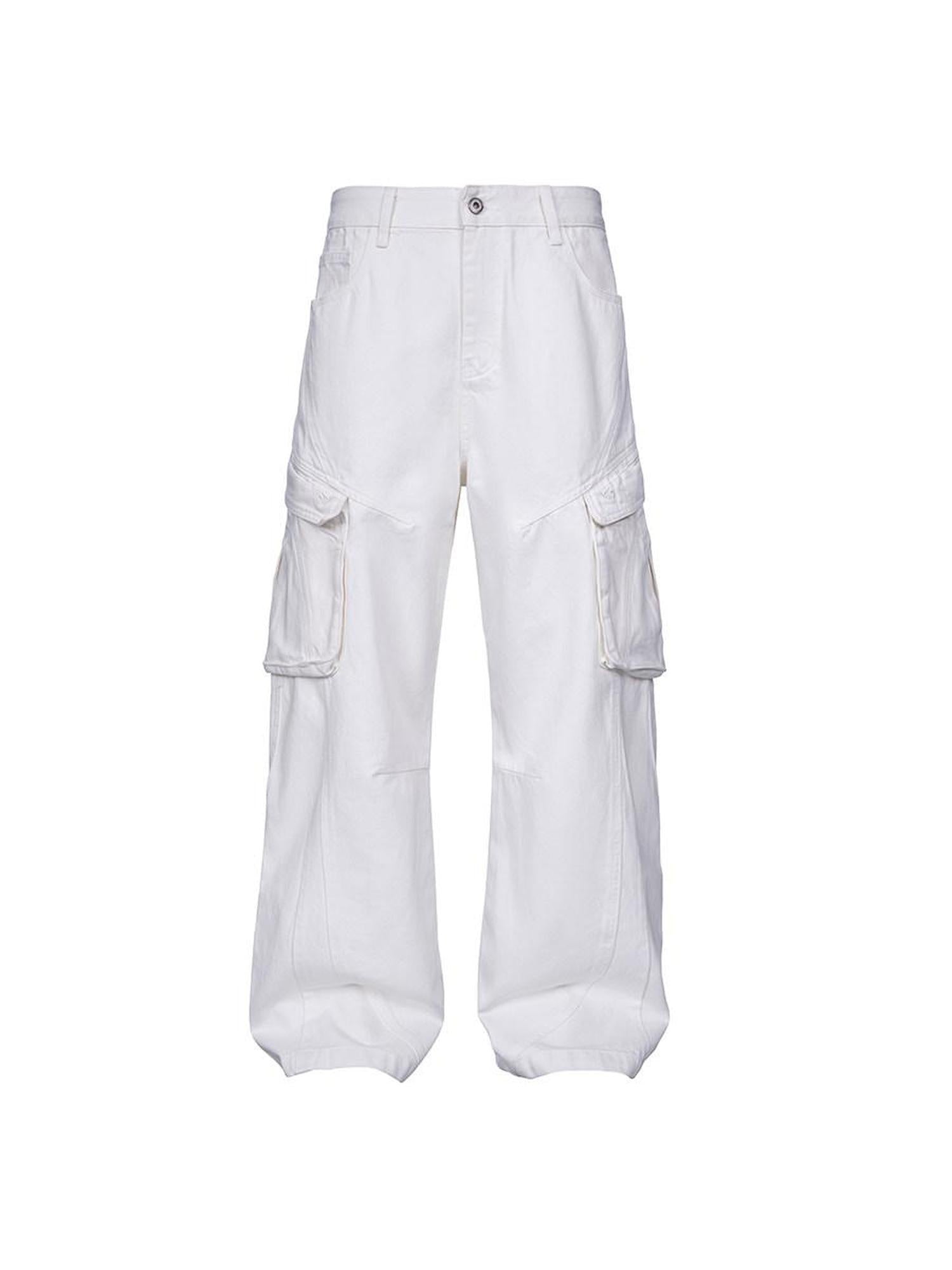 CATSSTAC Premium Cotton Anti Pilling Casual Straight Cut Youth White Straight Leg Jeans
