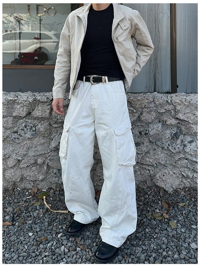 CATSSTAC Premium Cotton Anti Pilling Casual Straight Cut Youth White Straight Leg Jeans