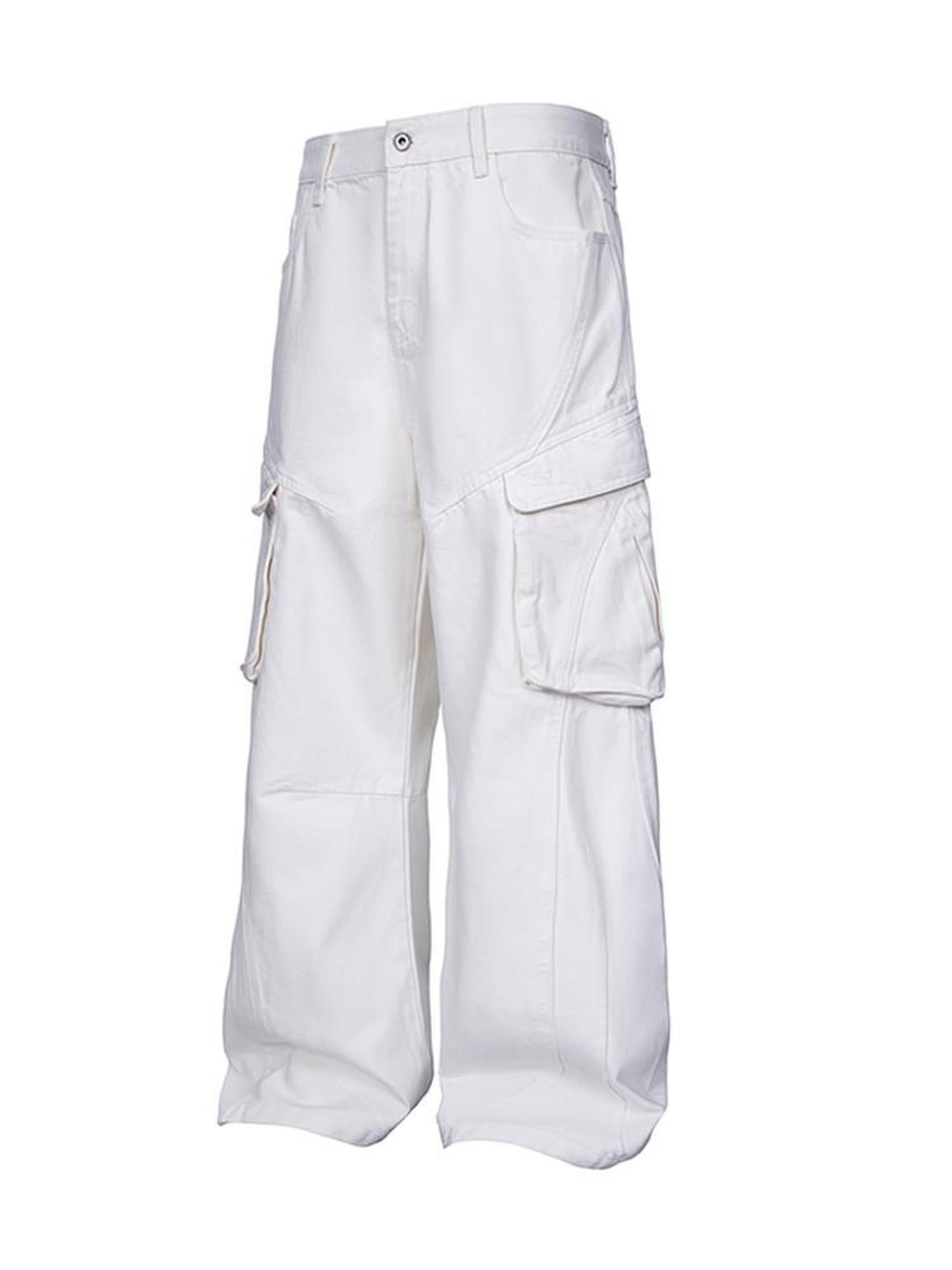 CATSSTAC Premium Cotton Anti Pilling Casual Straight Cut Youth White Straight Leg Jeans