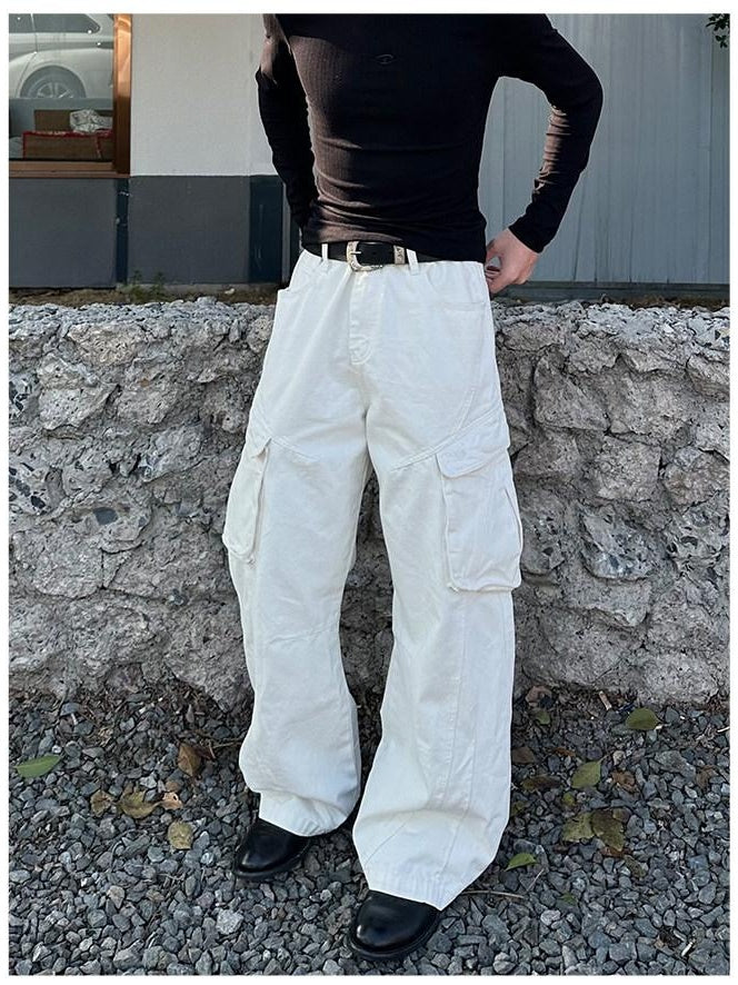 CATSSTAC Premium Cotton Anti Pilling Casual Straight Cut Youth White Straight Leg Jeans