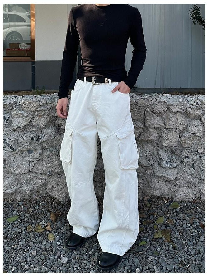 CATSSTAC Premium Cotton Anti Pilling Casual Straight Cut Youth White Straight Leg Jeans