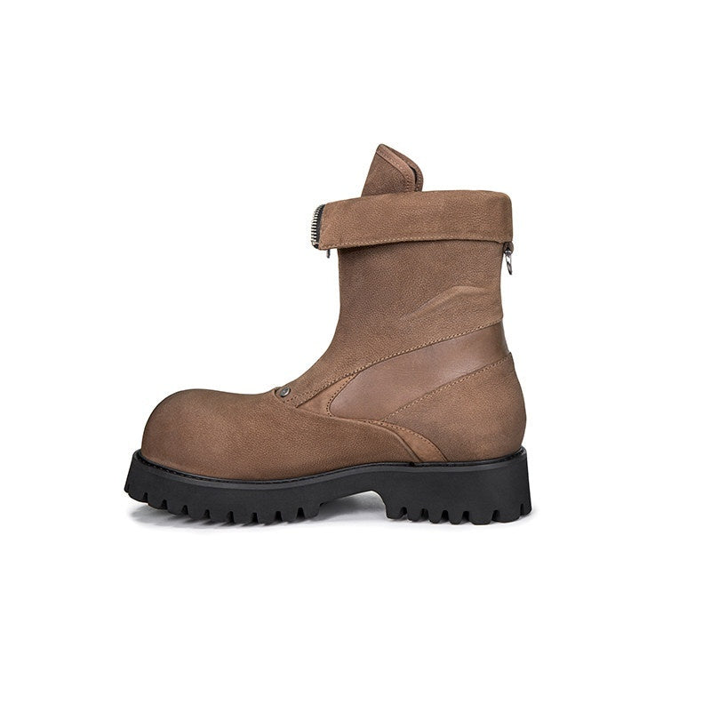 CATSSTAC_Premium_Cowhide_Zip_Eva_Sole_Pigskin_Lined_Youth_Casual_High-Top_Leather_Boots_MISSTT
