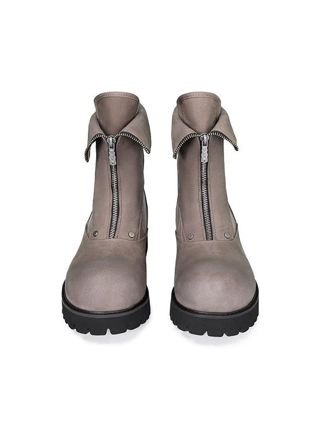 CATSSTAC Premium Cowhide Zip Eva Sole Pigskin Lined Youth Casual High-Top Leather Boots