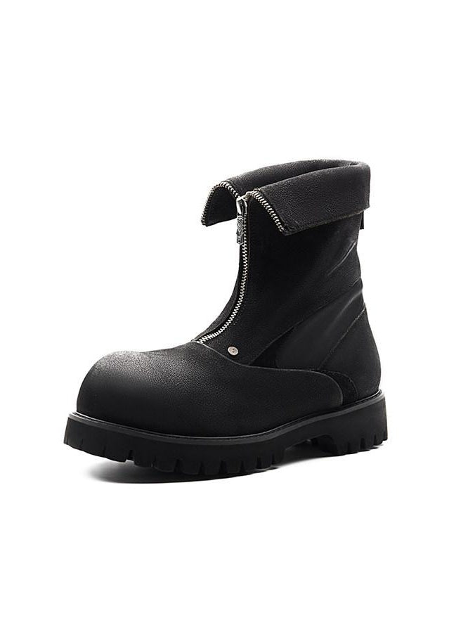 CATSSTAC Premium Cowhide Zip Eva Sole Pigskin Lined Youth Casual High-Top Leather Boots