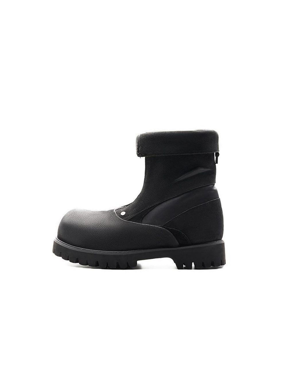 CATSSTAC Premium Cowhide Zipper Round Toe Casual Eva Sole High-Top Leather Boots