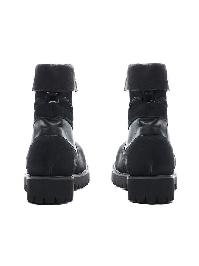 CATSSTAC Premium Cowhide Zipper Round Toe Casual Eva Sole High-Top Leather Boots