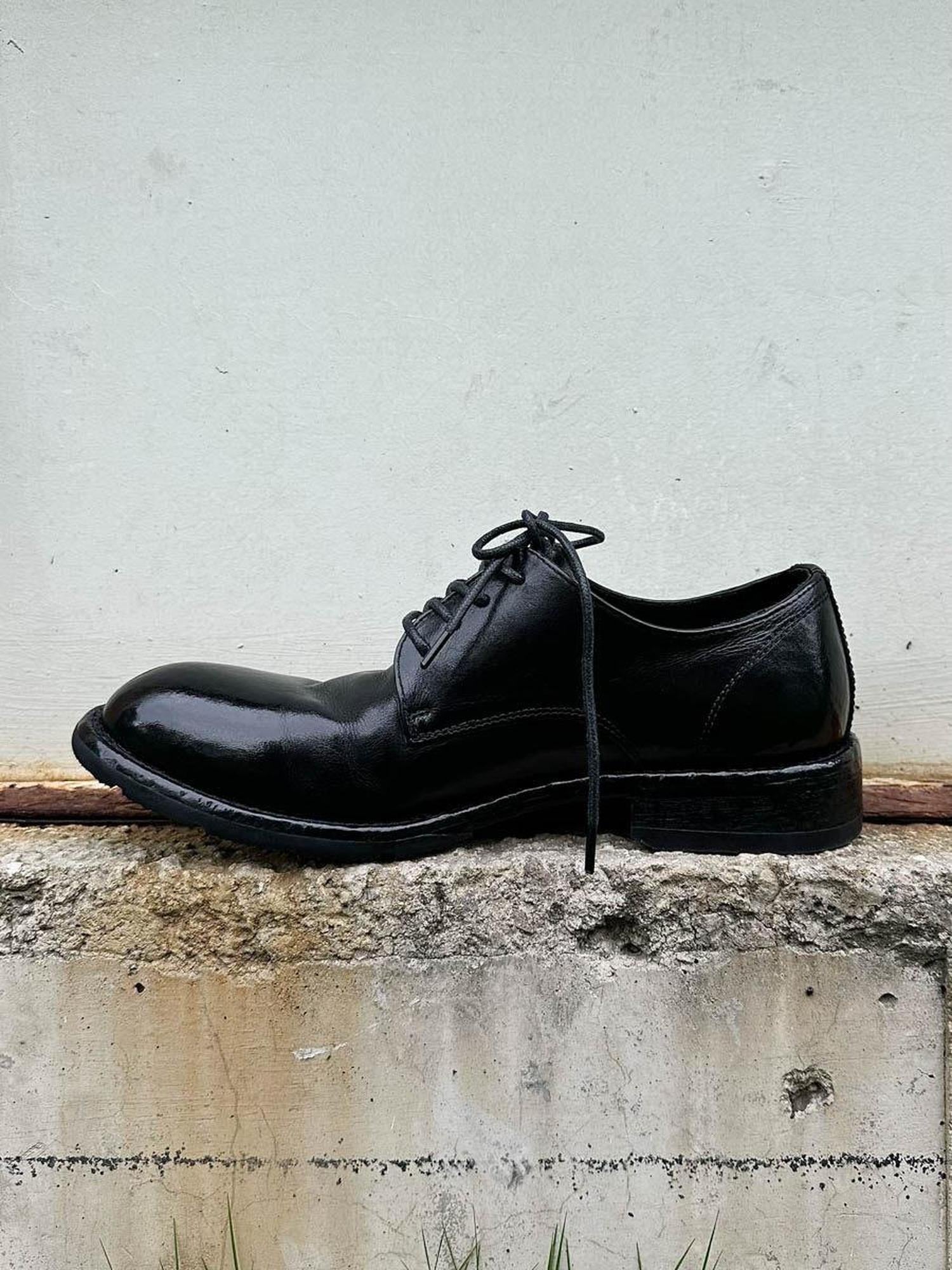 CATSSTAC Premium Horse Leather Round Toe English Lace Up Black Goodyear Welted Shoes