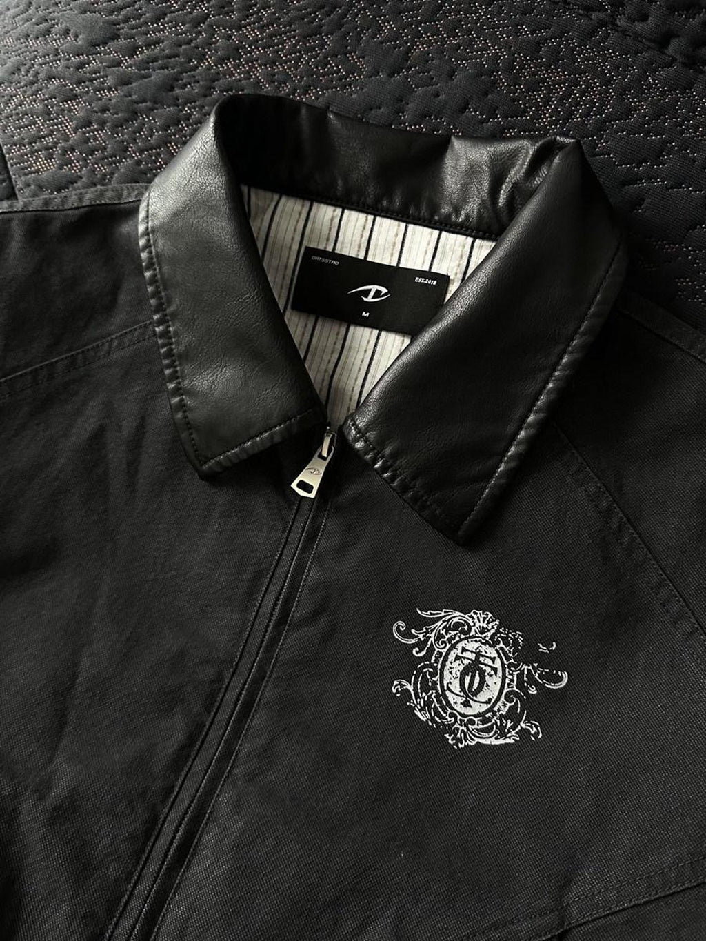 CATSSTAC Premium Sheepskin Relaxed Fit Lapel Zip Unisex Black Jackets
