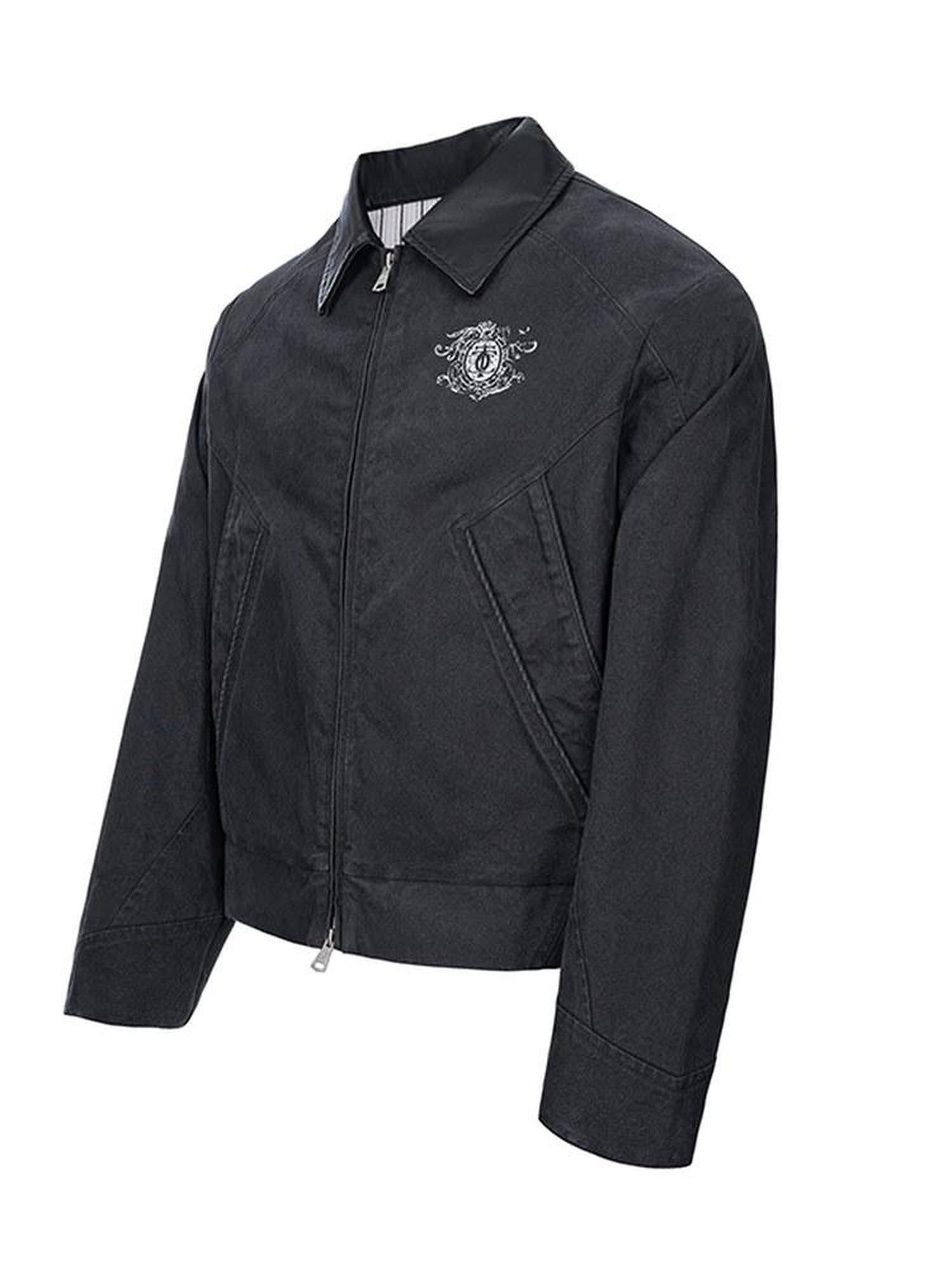 CATSSTAC Premium Sheepskin Relaxed Fit Lapel Zip Unisex Black Jackets