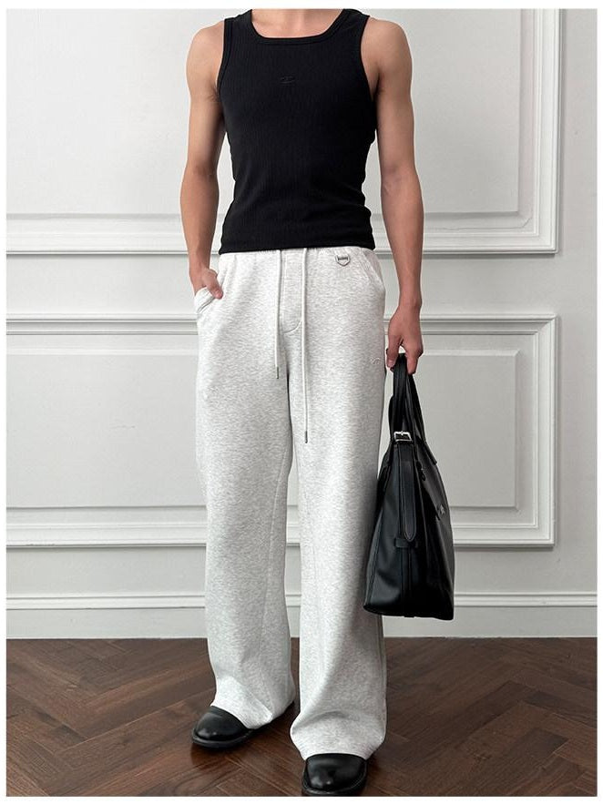 CATSSTAC Quick Dry Structured Loose Fit Drawstring Casual Black Grey Wide Leg Pants