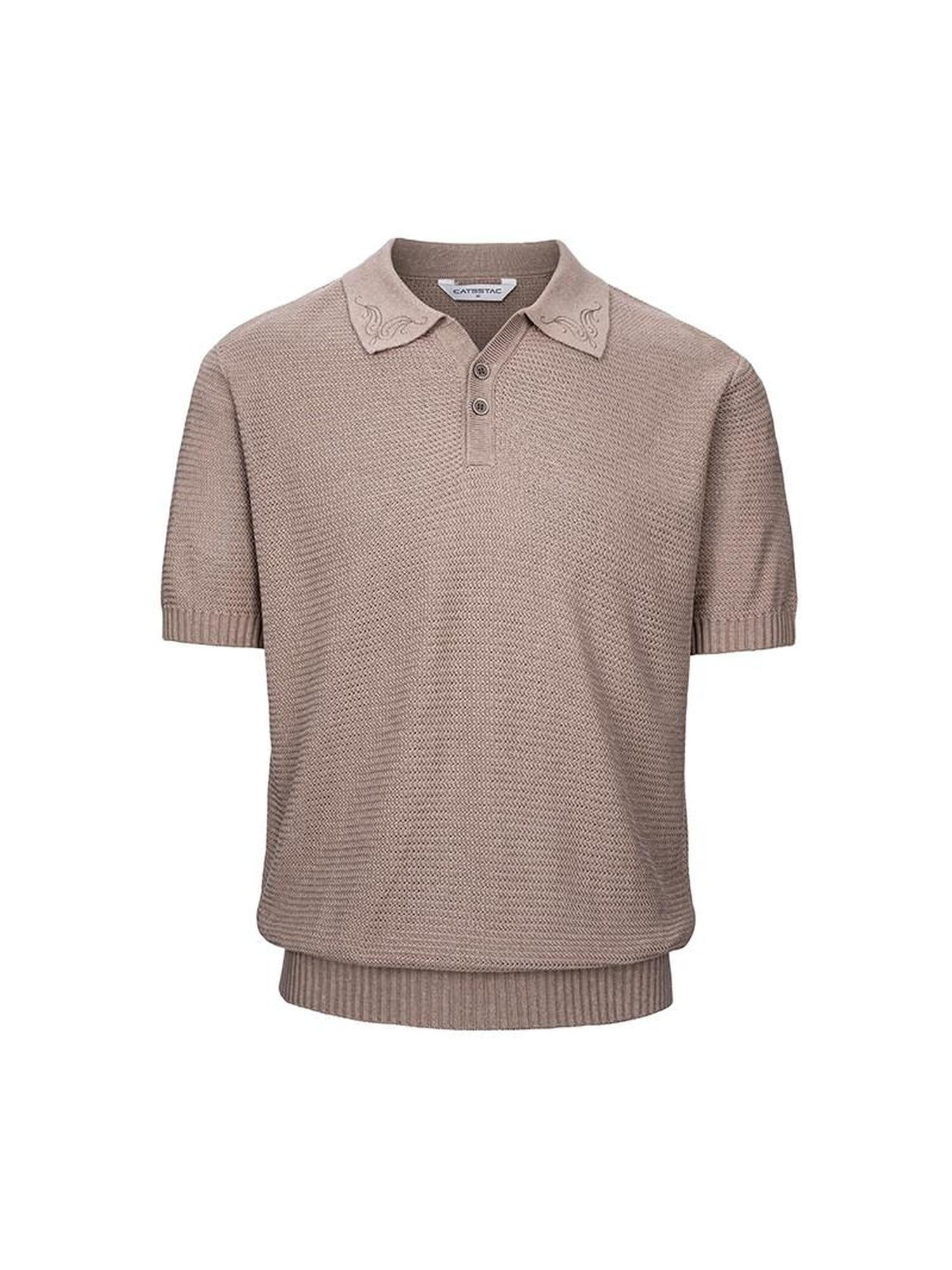 CATSSTAC Relaxed Casual Polo Collar Unisex Duan Yu Print Short Sleeve T-Shirts