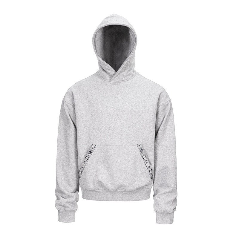 CATSSTAC Relaxed Fit Drop Shoulder Pullover With Kangaroo Pocket Unisex Casual Black Gray Hoodie