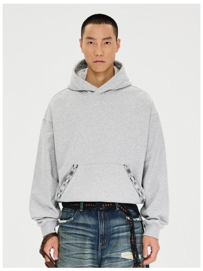 CATSSTAC Relaxed Fit Drop Shoulder Pullover With Kangaroo Pocket Unisex Casual Black Gray Hoodie