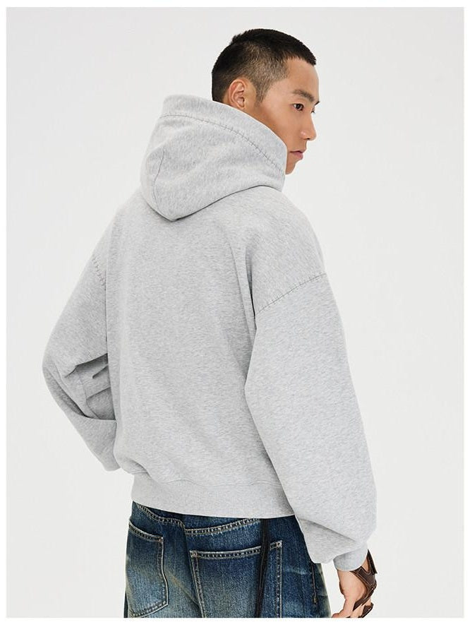 CATSSTAC Relaxed Fit Drop Shoulder Pullover With Kangaroo Pocket Unisex Casual Black Gray Hoodie