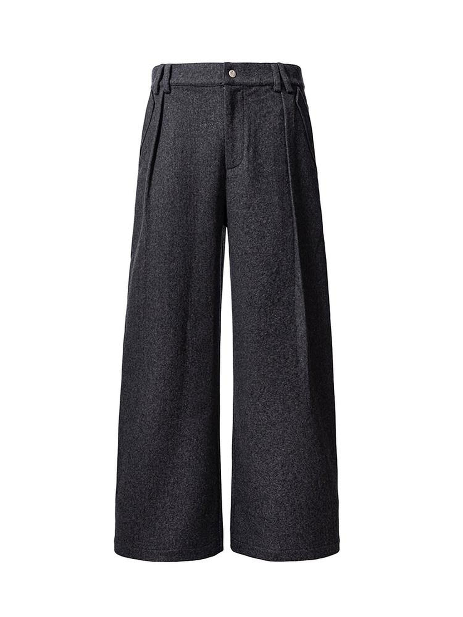 CATSSTAC Relaxed Loose Fit Cool Youthful Casual Solid Grey Brown Wide Leg Pants