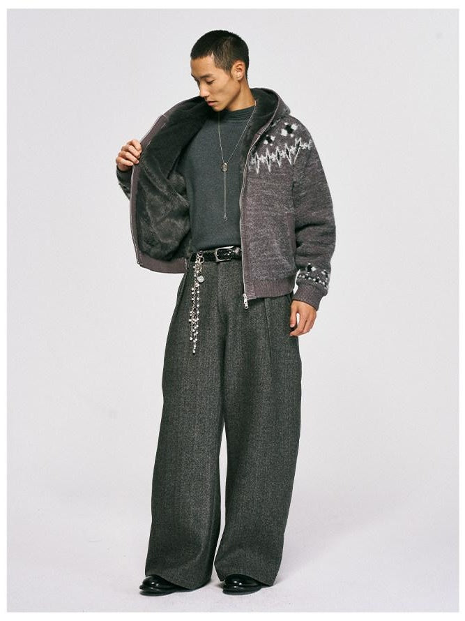 CATSSTAC Relaxed Loose Fit Cool Youthful Casual Solid Grey Brown Wide Leg Pants