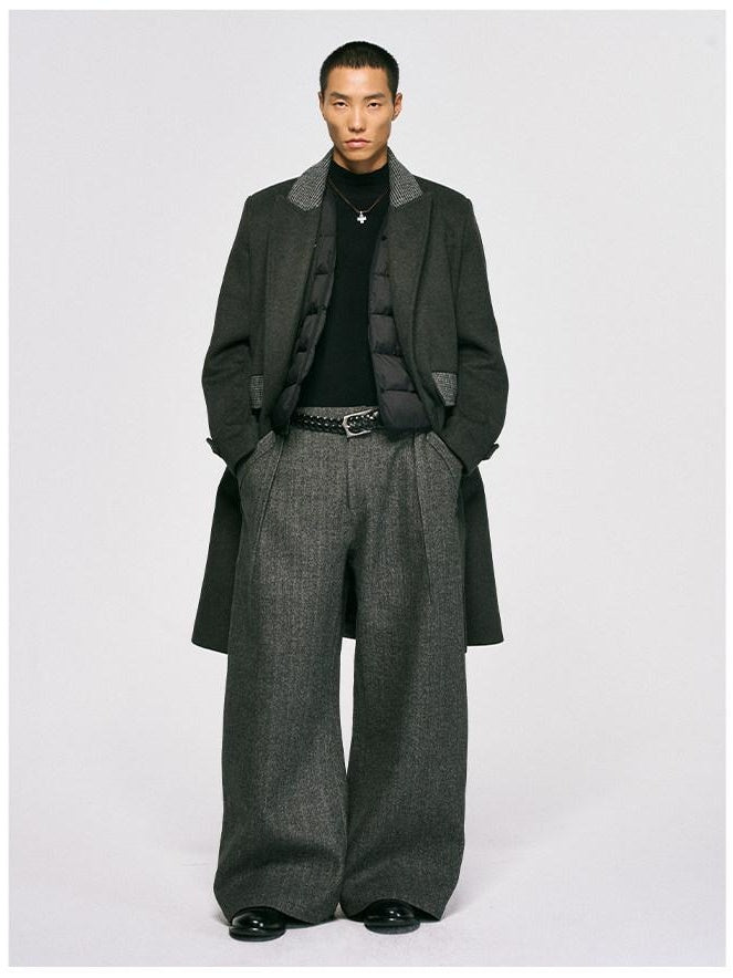 CATSSTAC Relaxed Loose Fit Cool Youthful Casual Solid Grey Brown Wide Leg Pants