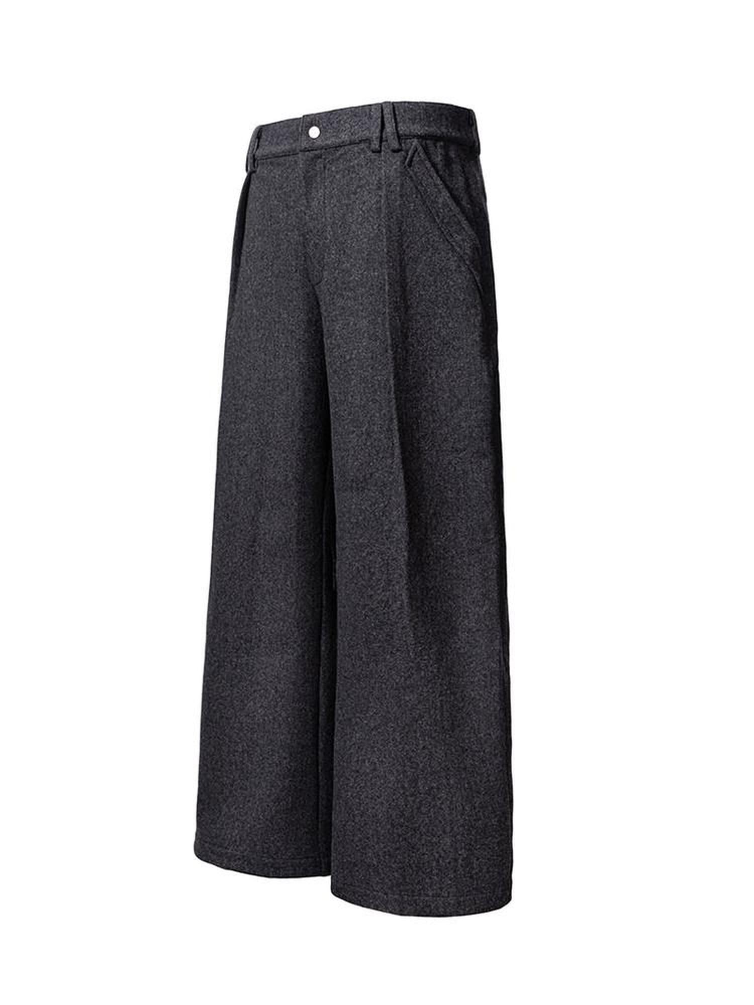 CATSSTAC Relaxed Loose Fit Cool Youthful Casual Solid Grey Brown Wide Leg Pants