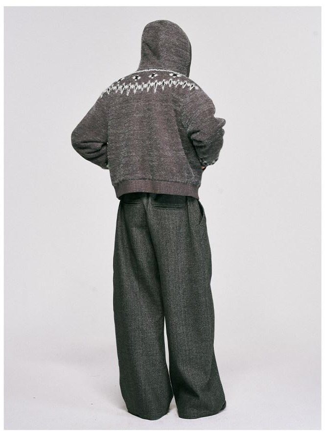 CATSSTAC Relaxed Loose Fit Cool Youthful Casual Solid Grey Brown Wide Leg Pants