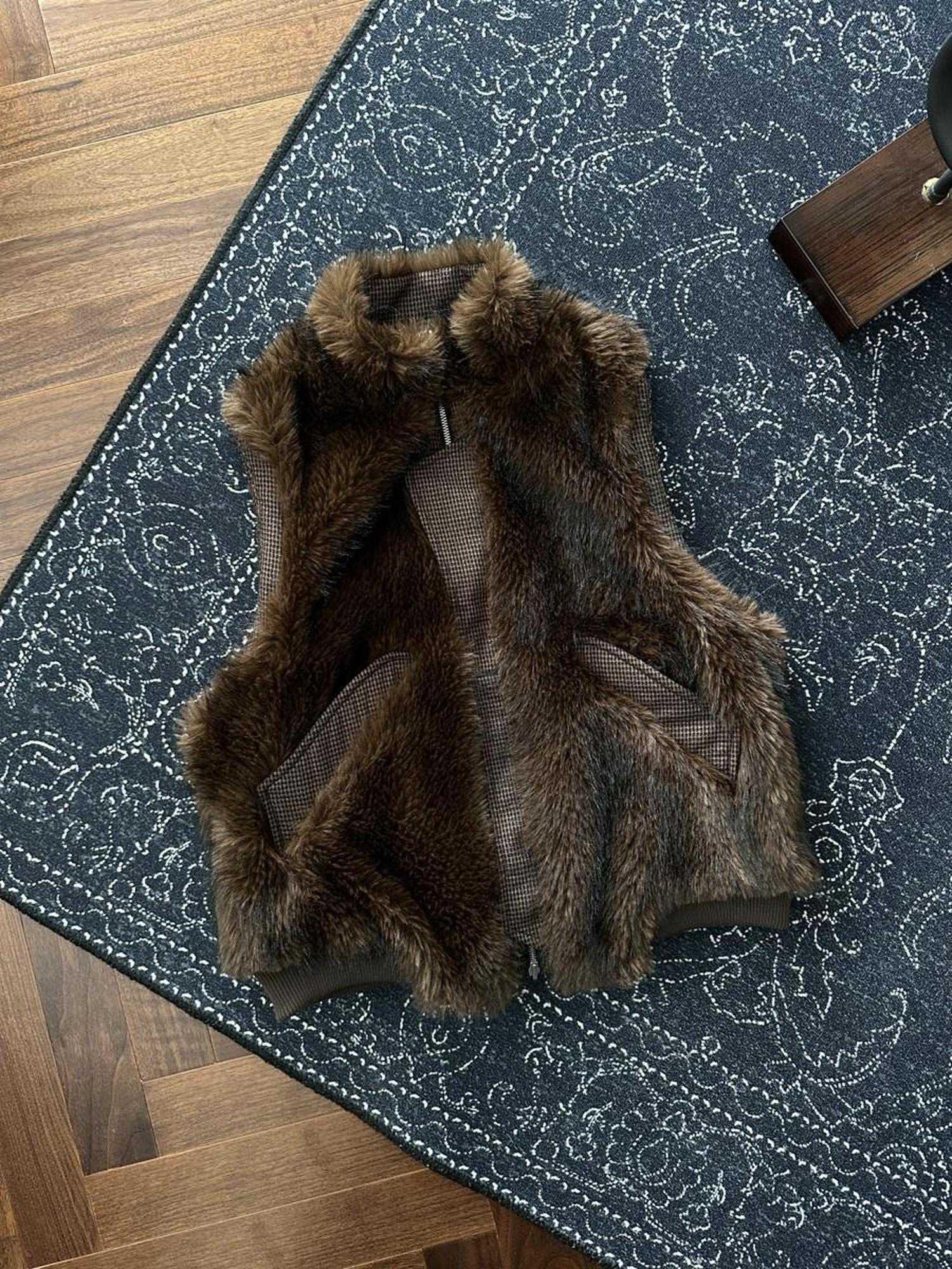 CATSSTAC Reversible Loose Fit Stand Collar Zip Front Unisex Brown Casual Vests