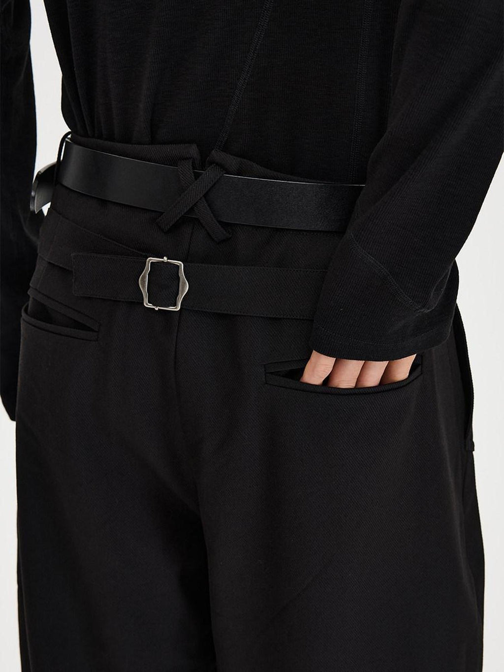 CATSSTAC Sleek Cool Minimal Straight Fit Casual Youth Black Solid Straight Pants