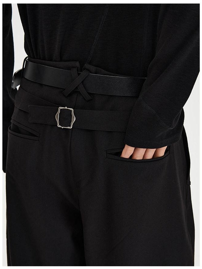 CATSSTAC Sleek Cool Minimal Straight Fit Casual Youth Black Solid Straight Pants