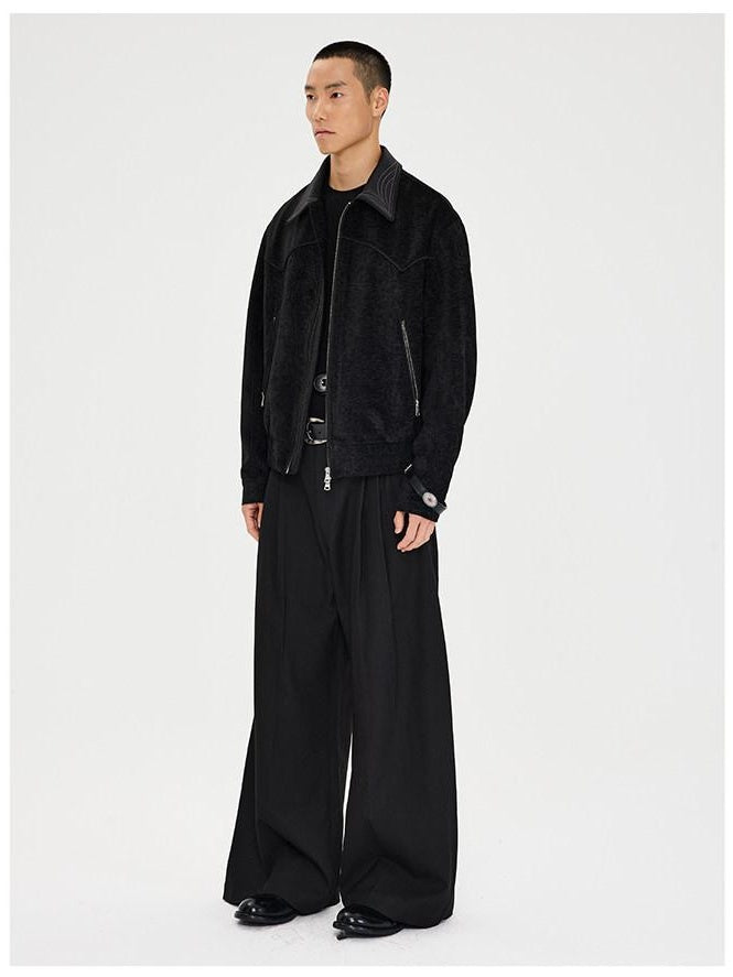 CATSSTAC Sleek Cool Minimal Straight Fit Casual Youth Black Solid Straight Pants