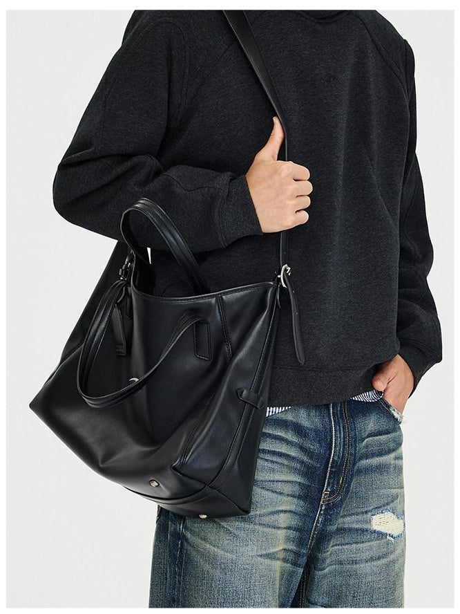 CATSSTAC Sleek Stitch Casual Pu Single Strap Youth Black Square Crossbody Bags