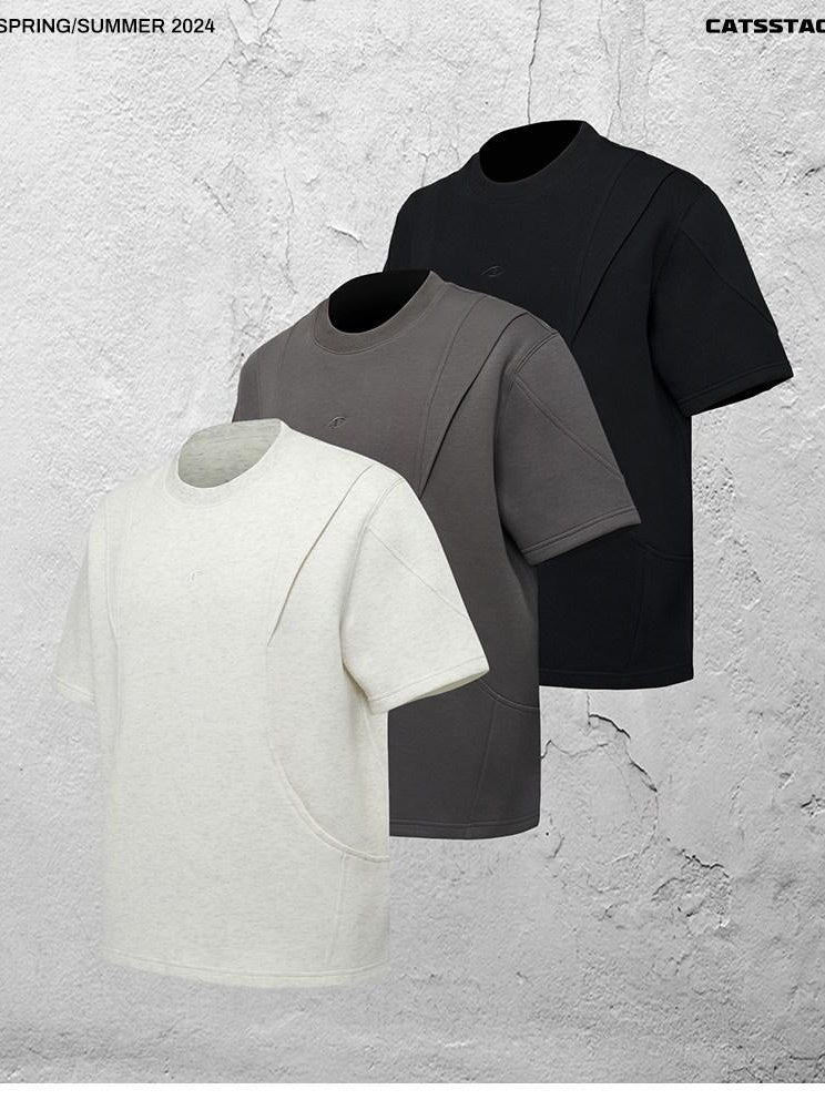 CATSSTAC Soft Cotton Blend Loose Fit Logo Crew Neck Unisex Casual Short Sleeve T-Shirts