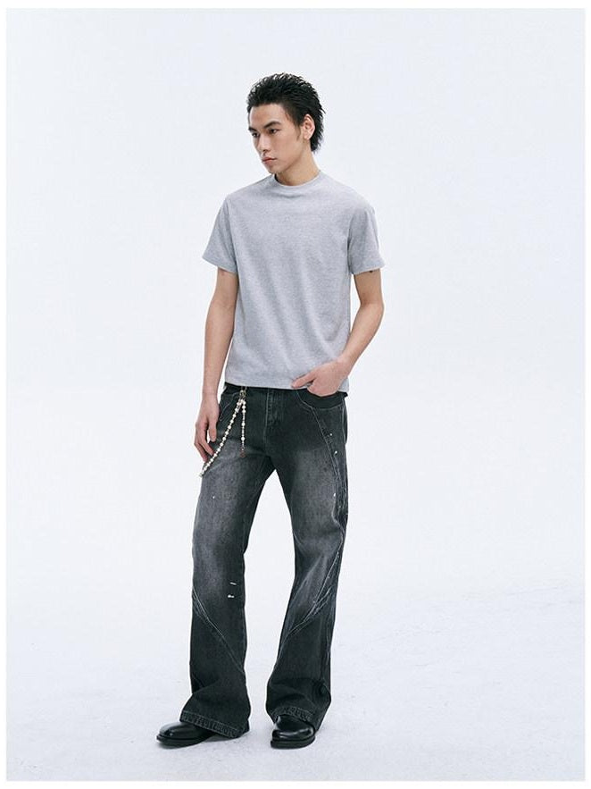 CATSSTAC Soft Loose Fit Crew Neck Youth Casual Black White Short Sleeve T-Shirts