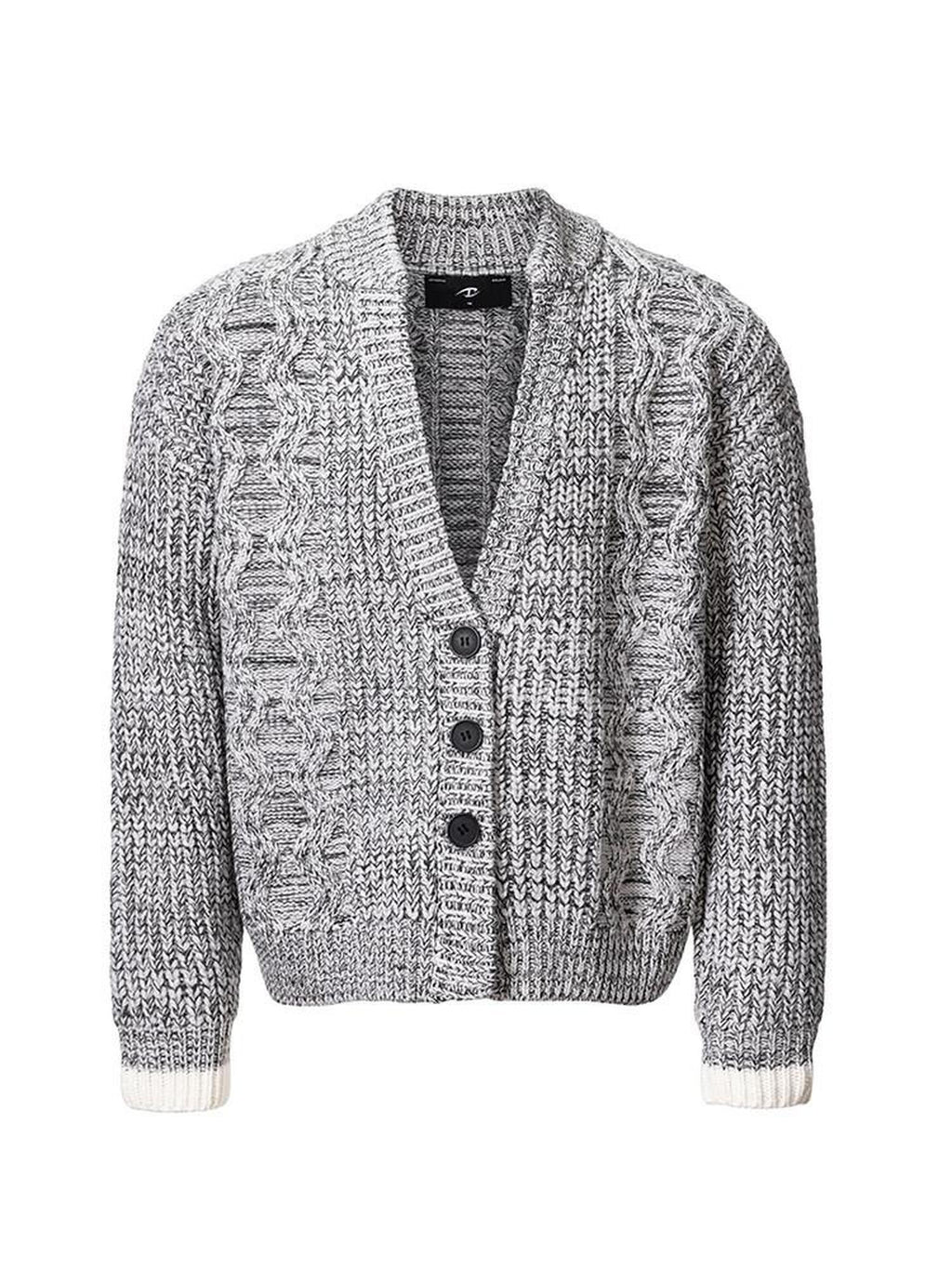 CATSSTAC Star Pattern Warm V-neck Casual Unisex Long Sleeve Grey Knit Cardigans