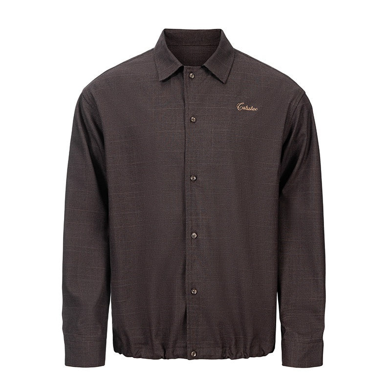 CATSSTAC_Stretch_Loose_Fit_Polo_Collar_Button_Front_Unisex_Coffee_Polyester_Logo_Shirts_MISSTT