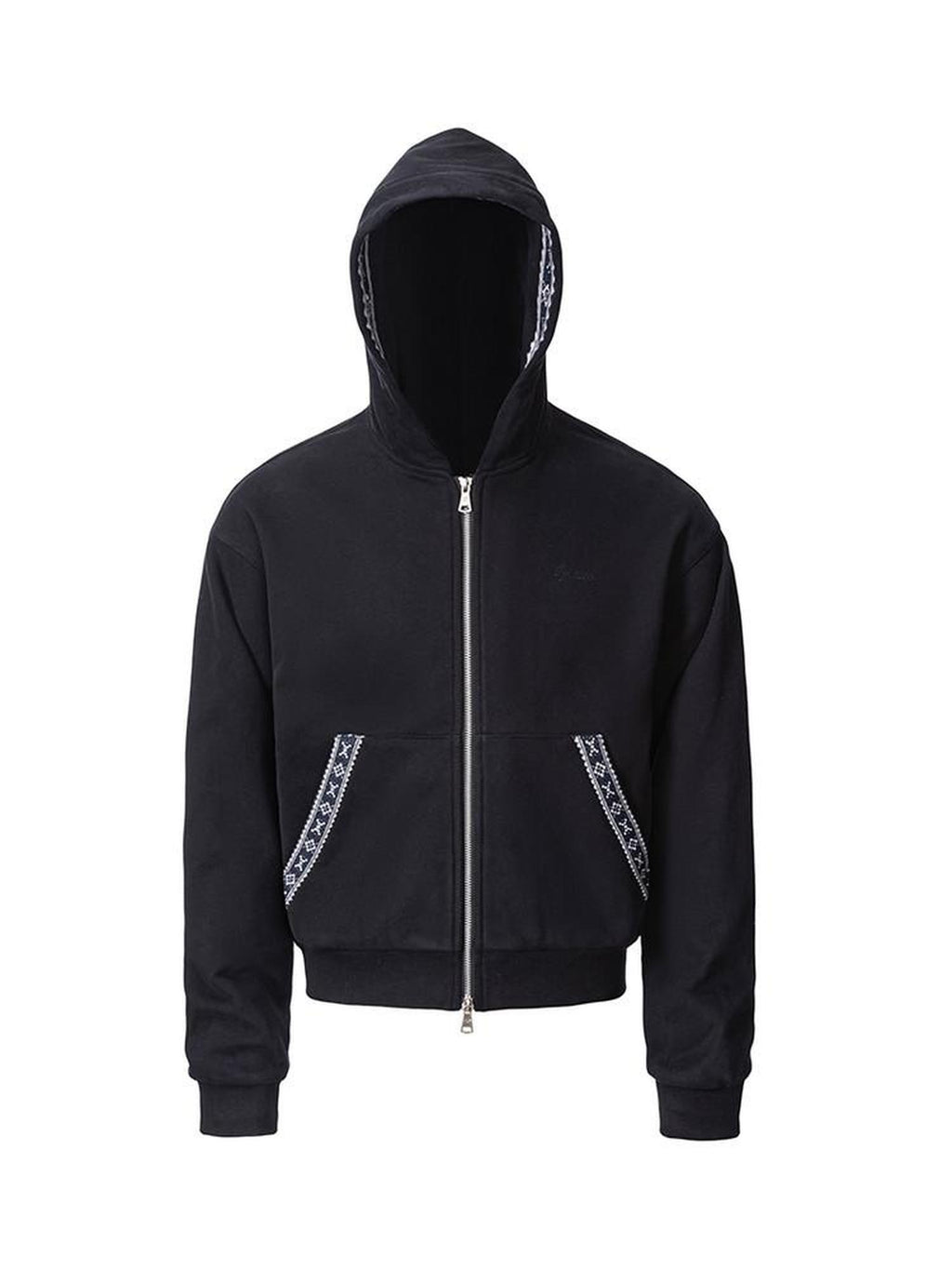 CATSSTAC Striped Zip Up Regular Fit Hooded Casual Unisex Everyday Black Gray Hoodie