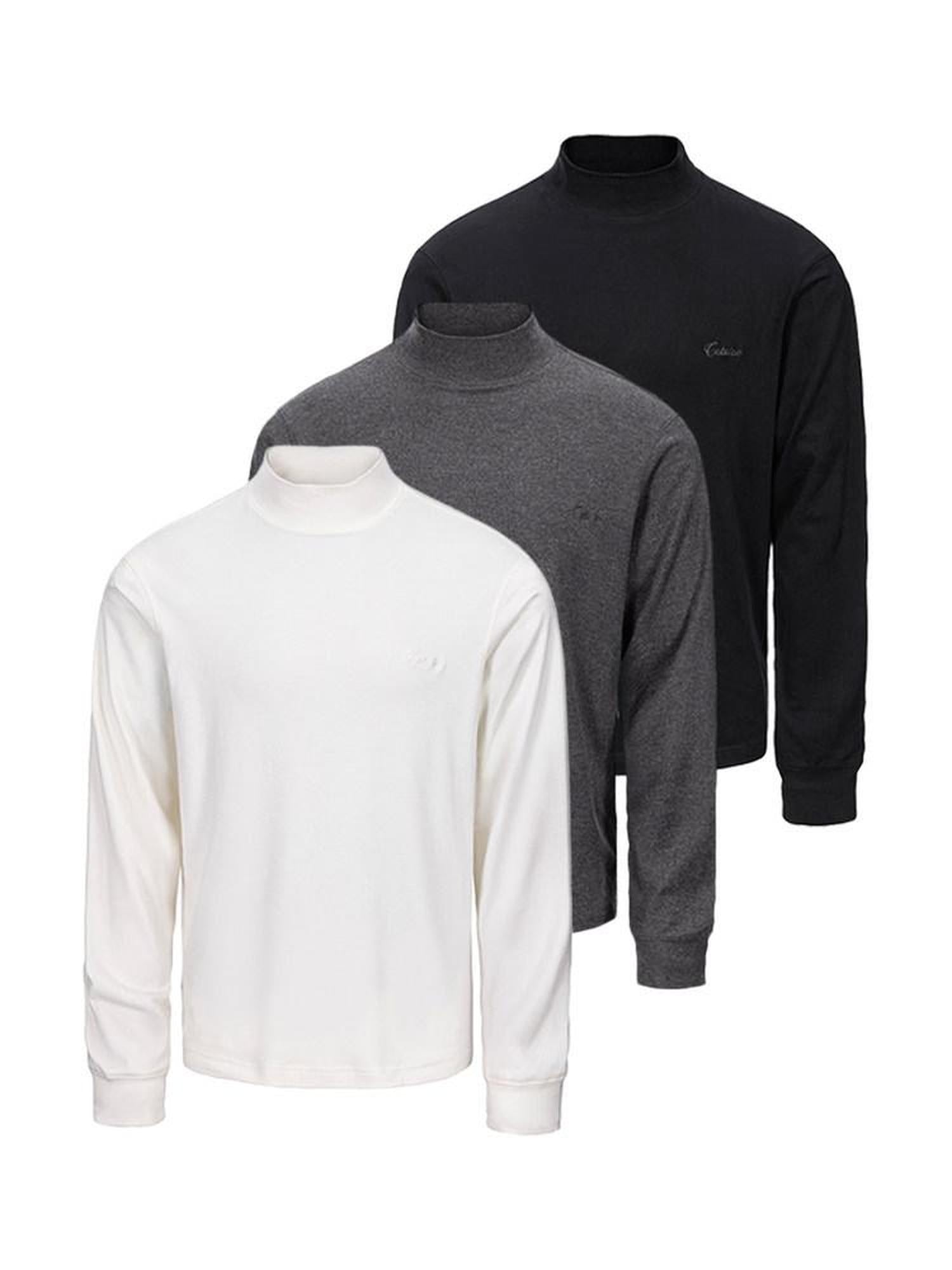 CATSSTAC Thermal Loose Casual Half Collar Unisex Pullover Long Sleeve T-Shirts