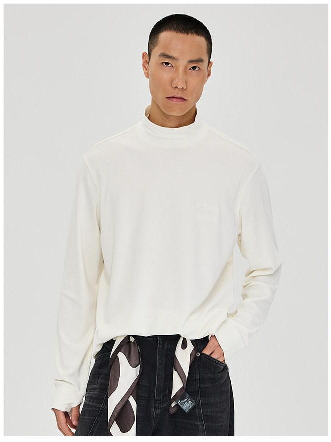 CATSSTAC Thermal Loose Casual Half Collar Unisex Pullover Long Sleeve T-Shirts