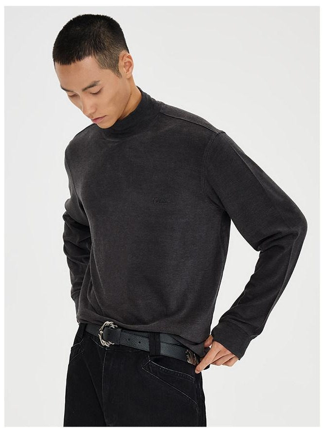 CATSSTAC Thermal Loose Casual Half Collar Unisex Pullover Long Sleeve T-Shirts