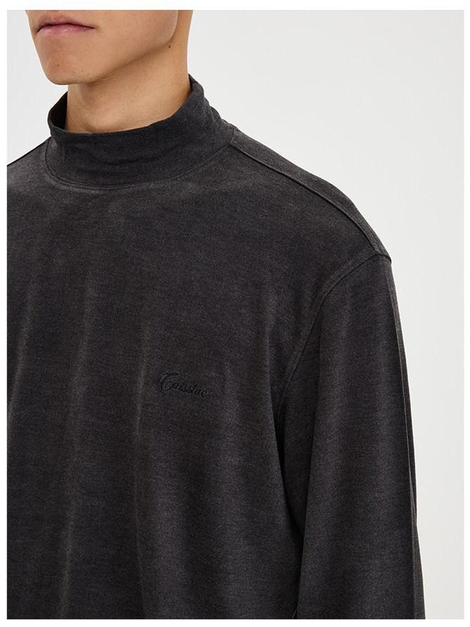 CATSSTAC Thermal Loose Casual Half Collar Unisex Pullover Long Sleeve T-Shirts