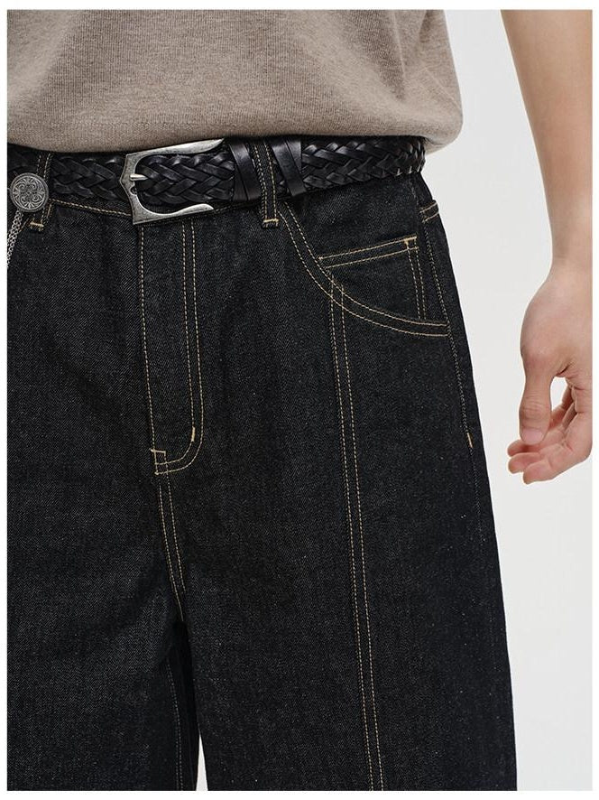 CATSSTAC Thick Non Stretch Mid Rise Capri Length Streetwear Youth Black Denim Shorts