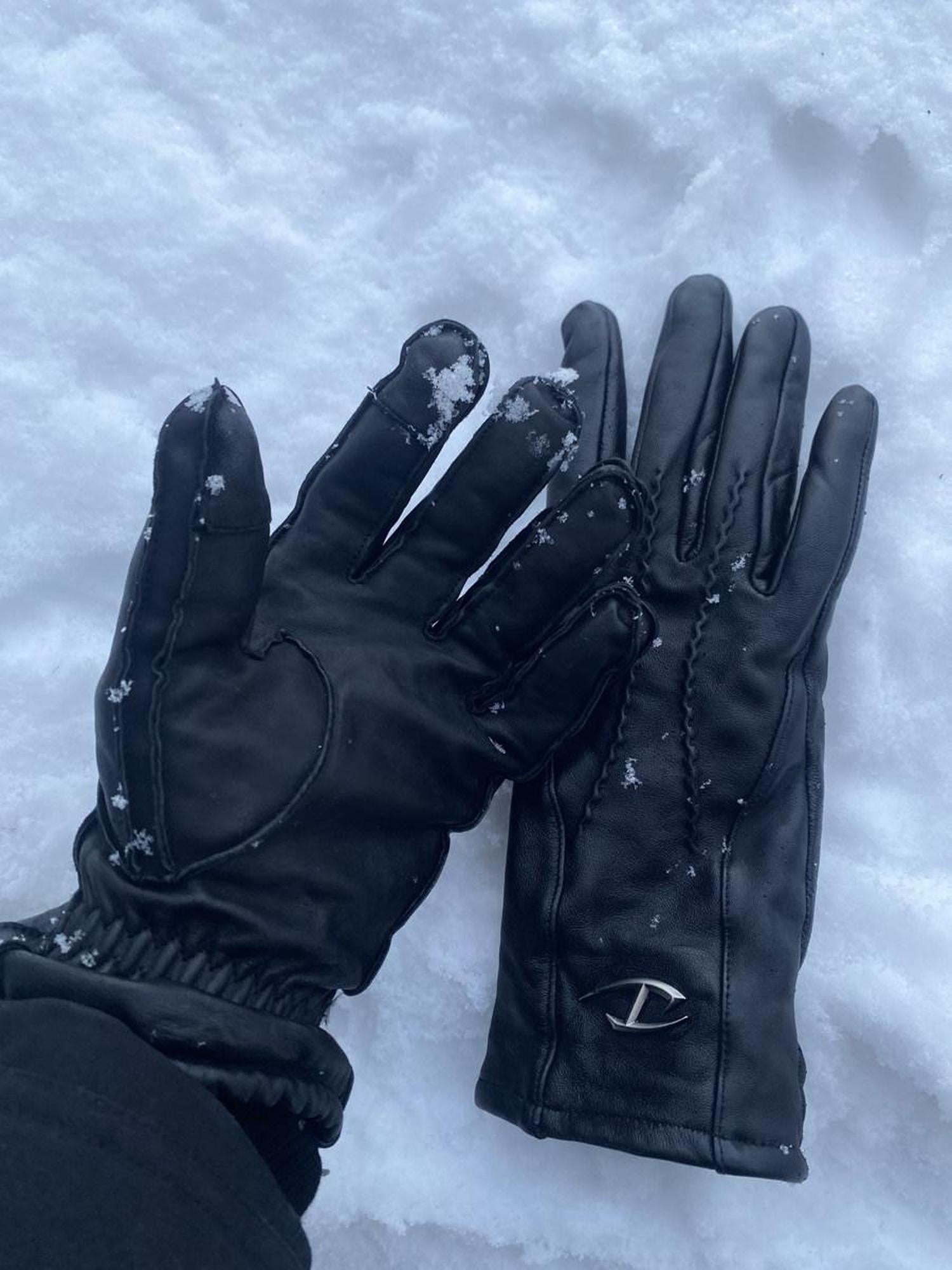CATSSTAC Thick Sheepskin Leather Long Minimalist Black Driving Gloves