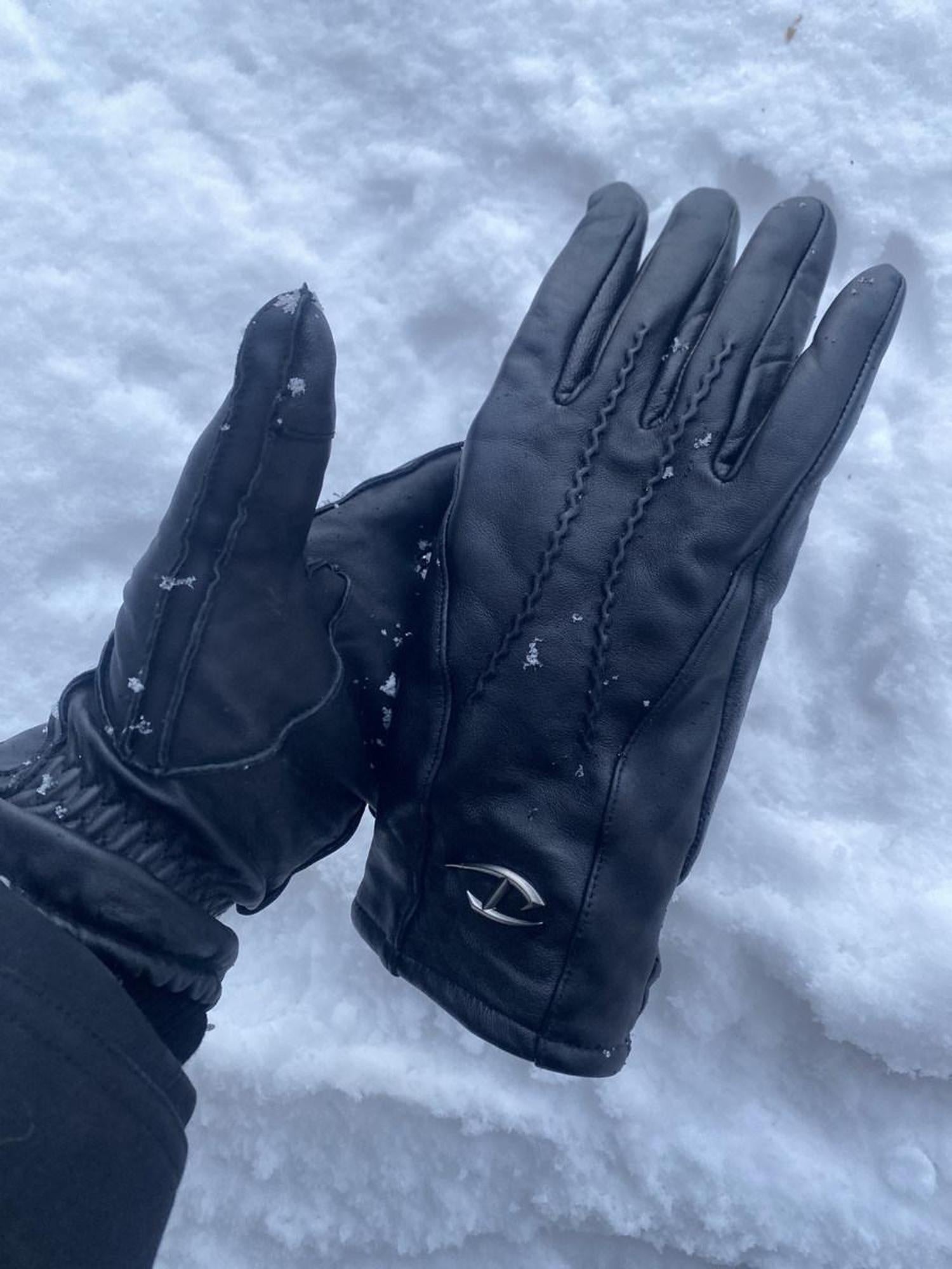 CATSSTAC Thick Sheepskin Leather Long Minimalist Black Driving Gloves